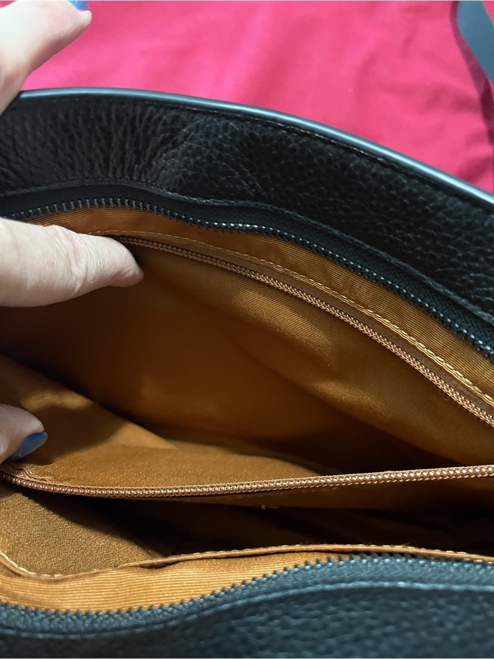 Coach Tan Signature Crossbody Bag with Black canvas strap - Picture 6 of 9